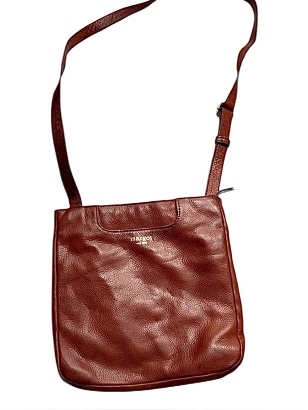 Margot New‎ York Chestnut Pebbled Leather Crossbody Bag Boho Festival Western
